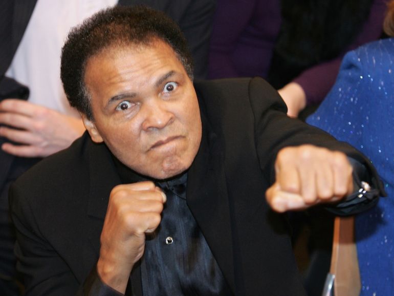 BERLIN DECEMBER 17: Muhammad Ali and his wife, Lonnie Ali sit ringside uring the Super Middleweight fight between Laila Ali and Asa Maria Sandell at the Max-Schmeling Hall on December 17, 2005 in Berlin, Germany. (Photo by Martin Rose/Bongarts/Getty Images)