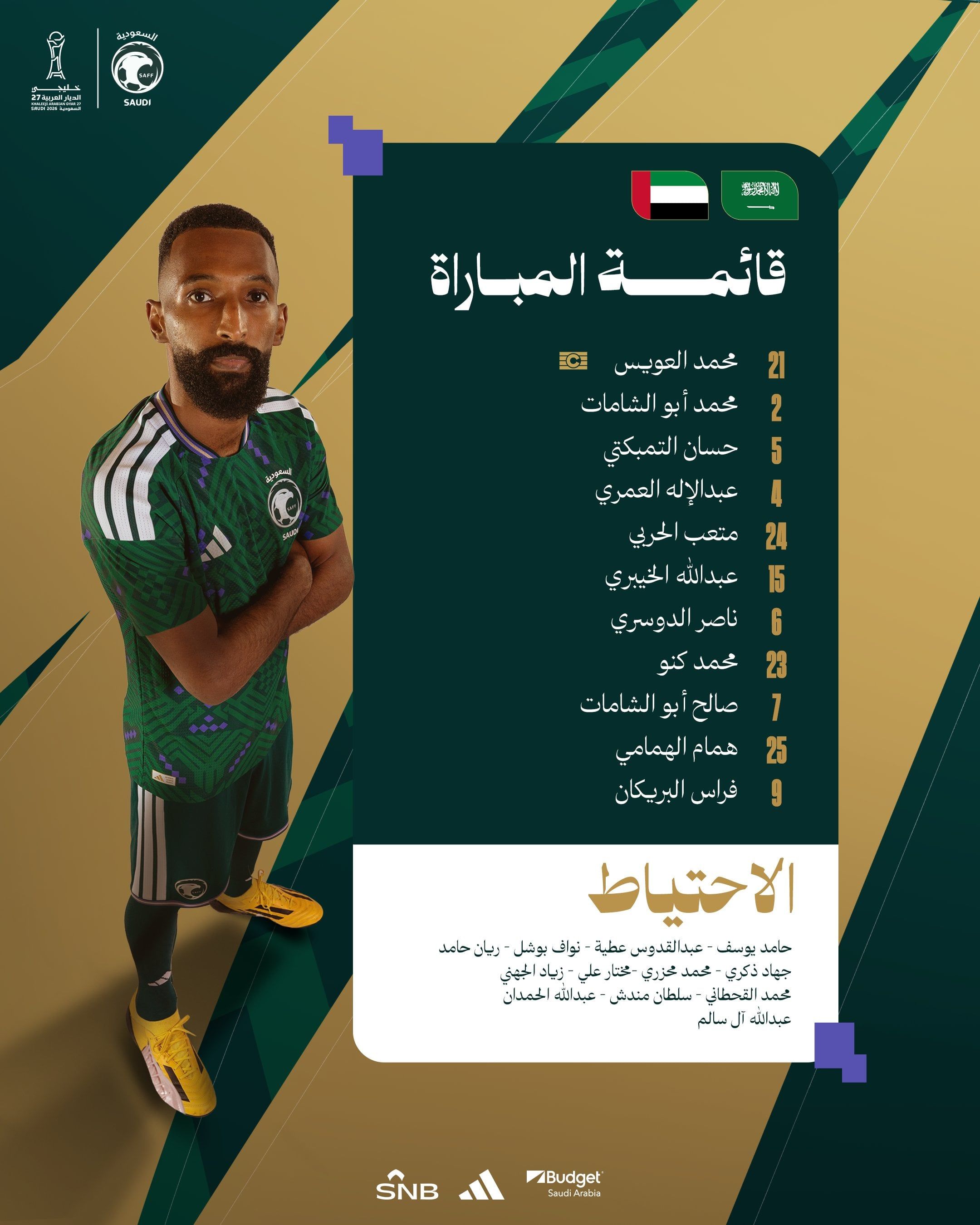 السعودية ضد الإمارات.. الأخضر يتقدم بهدفين في الشوط الأول